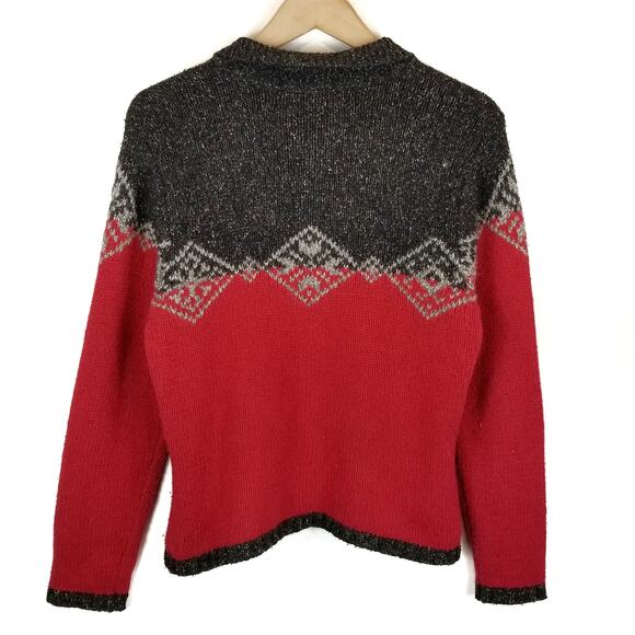 Nomadic Traders Women's Zip Front Cardigan Sweater Red Gray Black Size M Medium - Picture 2 of 5